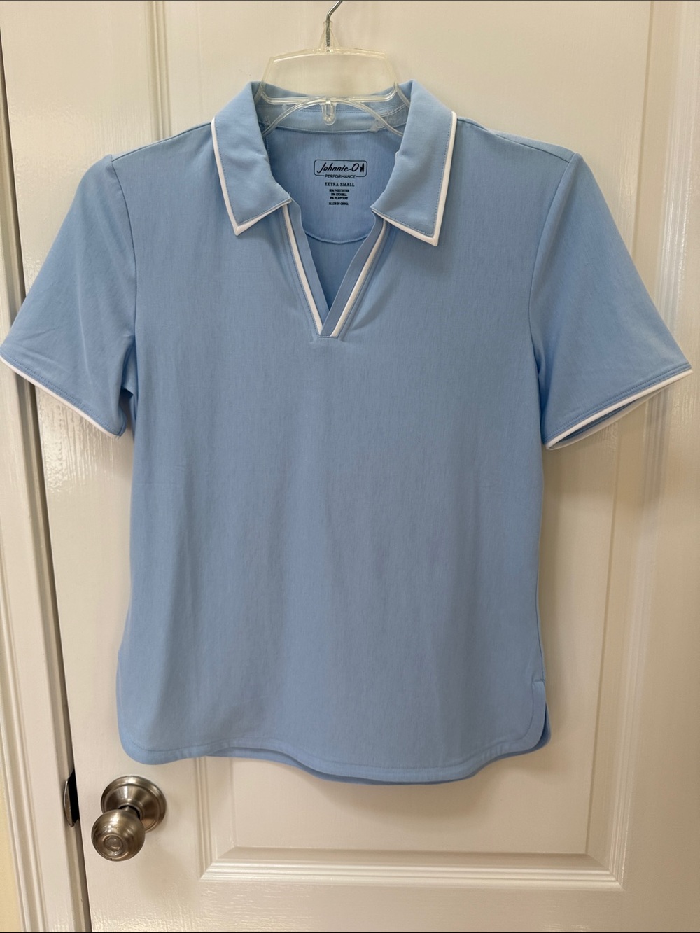 johnnie-O Sky Blue Polo Top with White Trim
